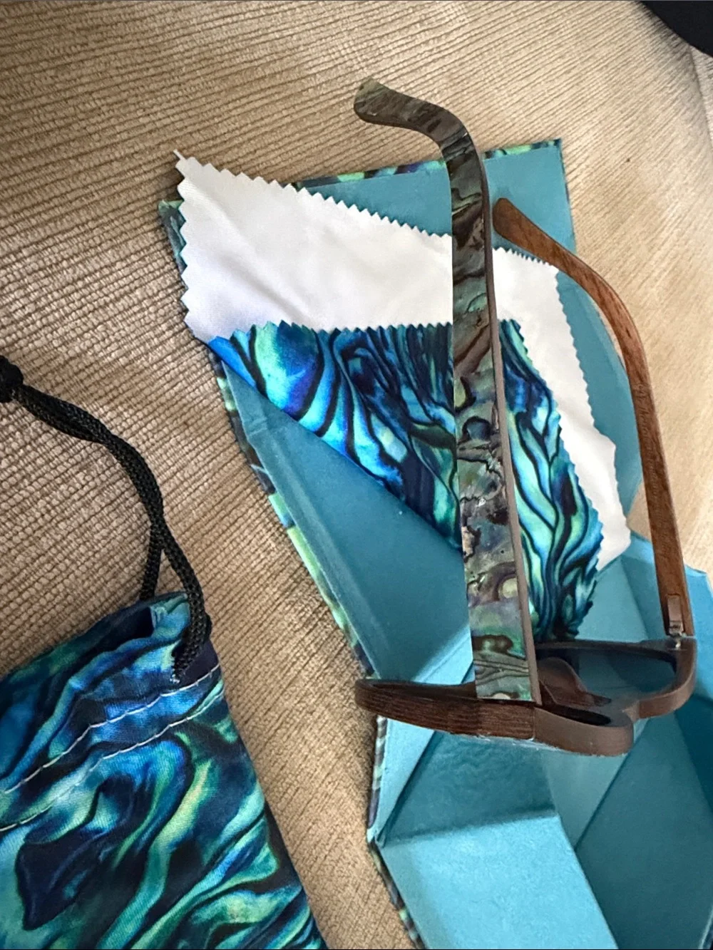 Slyk Shades Women's Abalone seashell and wood sunglasses with Rose Lense